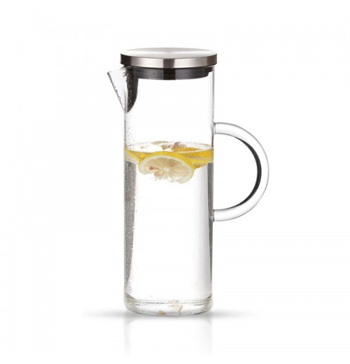 1.3 liter borosilicate glass carafe hand made carafe water pitcher jug with handle stainless steel cover lid 1.3 liter borosilicate glass carafe hand made carafe water pitcher jug with handle stainless steel cover lid