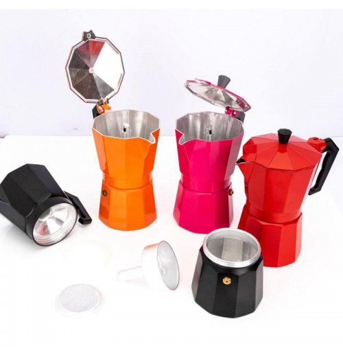 Custom Logo Color Aluminum Moka Pot Kahve Stovetop Italian Coffee Maker Mocha Pot Custom Logo Color Aluminum Moka Pot Kahve Stovetop Italian Coffee Maker Mocha Pot