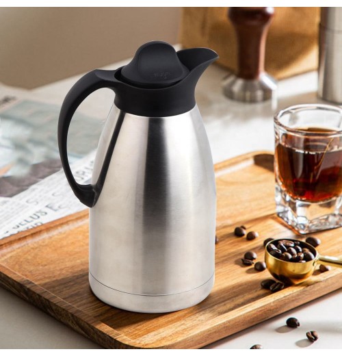 WUJO Free Sample High Quality Classic Silver Coffee Pot 2L 3L 24hr Hot Cold Lid Double Wall Stainless Steel Vacuum Flasks WUJO Free Sample High Quality Classic Silver Coffee Pot 2L 3L 24hr Hot Cold Lid Double Wall Stainless Steel Vacuum Flasks