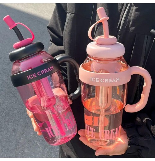 Girls Big MAC water cup milk tea cup 1300ml cute straw cup large capacity plastic kettle with tea Girls Big MAC water cup milk tea cup 1300ml cute straw cup large capacity plastic kettle with tea