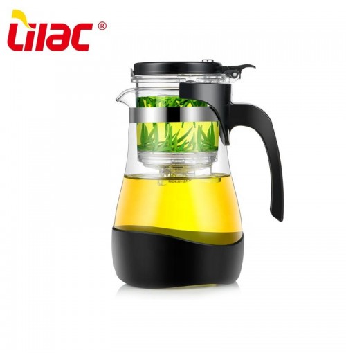 Lilac BSCI SGS LFGB 800ml glass teapot 2024 one-button brew glass tea pot Lilac BSCI SGS LFGB 800ml glass teapot 2024 one-button brew glass tea pot